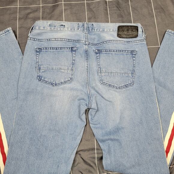 Pacsun womens Jeans 30x32 Skinny stretch red white racer side stripes sporty - Picture 5 of 9